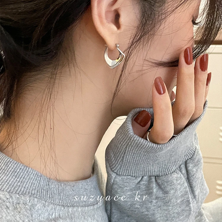 韩国东大门小众设计简约几何耳环女ins925银耳环2022年新款潮耳扣