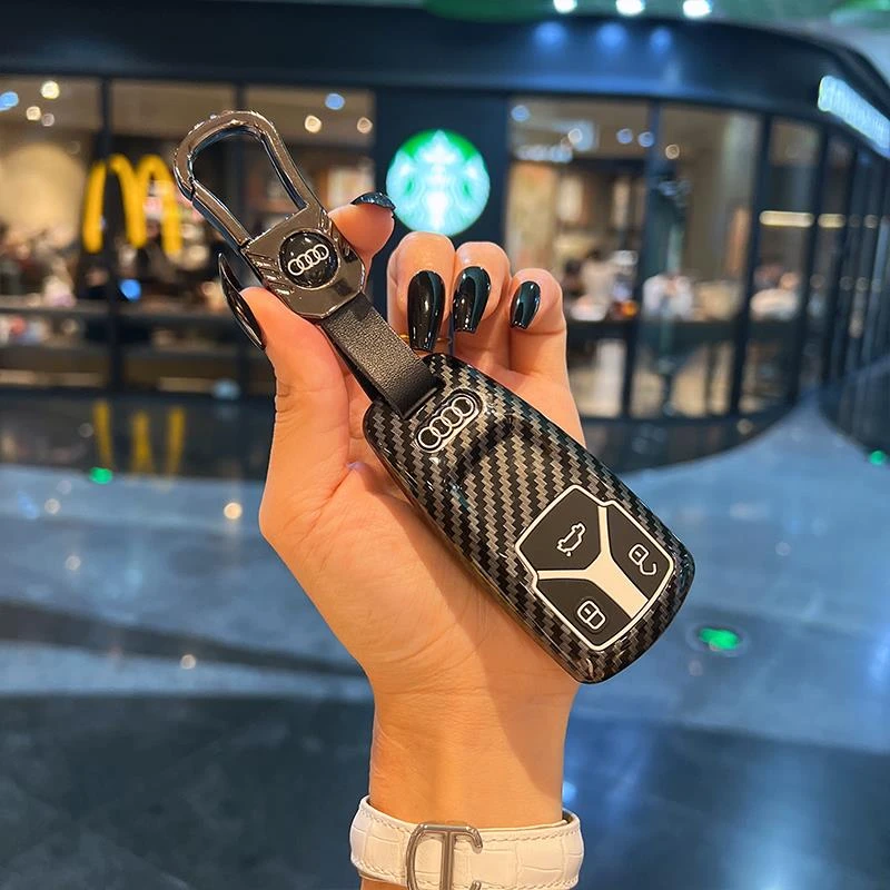 奥迪A4L钥匙套/新Q5L/A5/Q7/RS4/RS5/S5/S4扣包壳碳纤高档男女