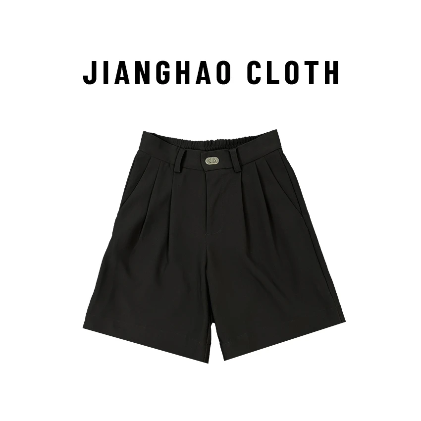 HAO 克里斯汀 | 高级时尚黑色短裤显瘦锁扣设计感质感百搭西装裤