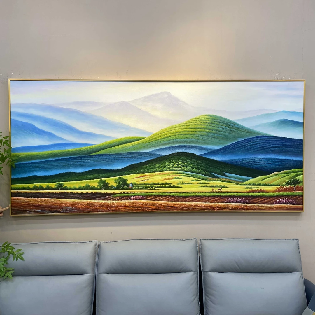 《巨人山》客厅装饰画沙发背景墙挂画手绘油画风景大气壁画背有靠山