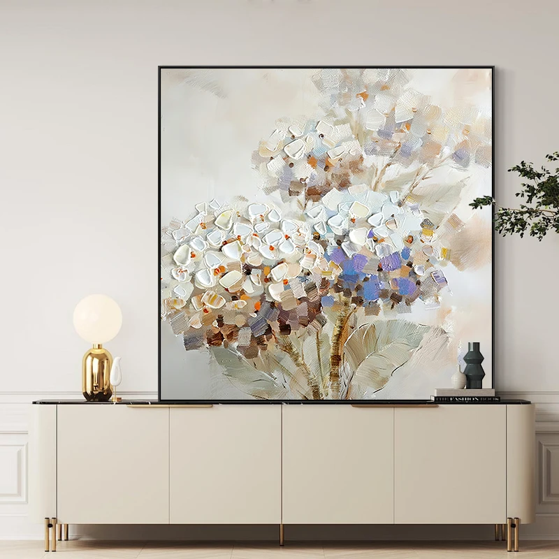 抽象花卉手工油画餐厅玄关装饰画现代简约挂画肌理沙发背景墙软装