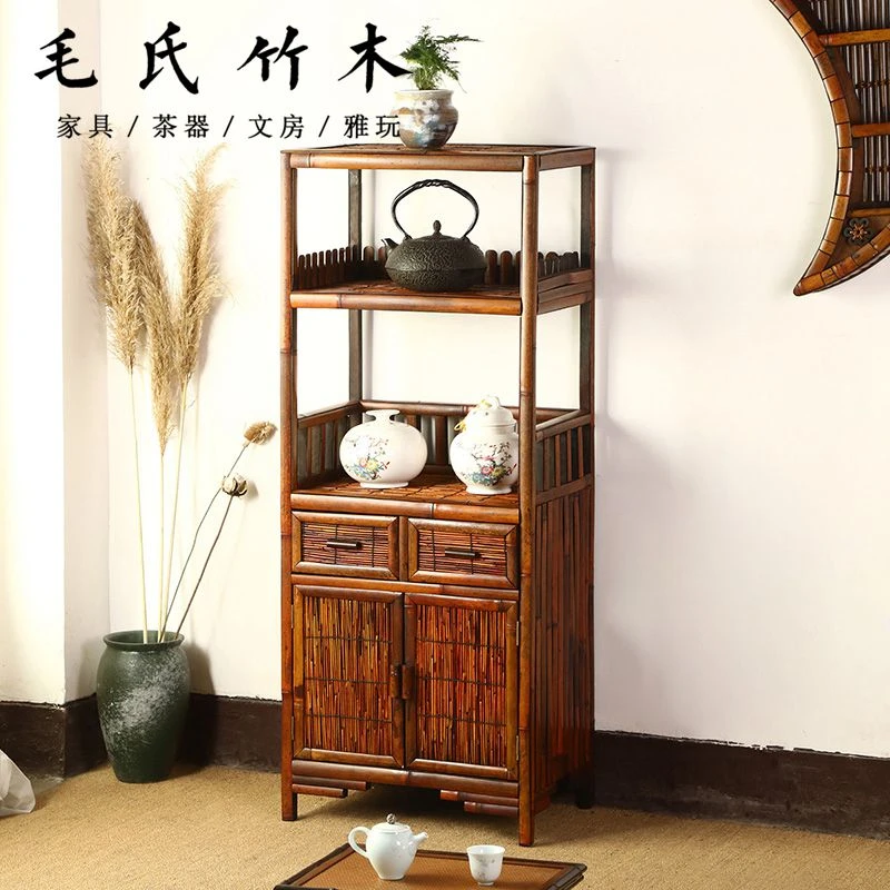 楠竹博古架 小摆件博物多宝阁实木架子玄关柜置物茶叶柜通用商场
