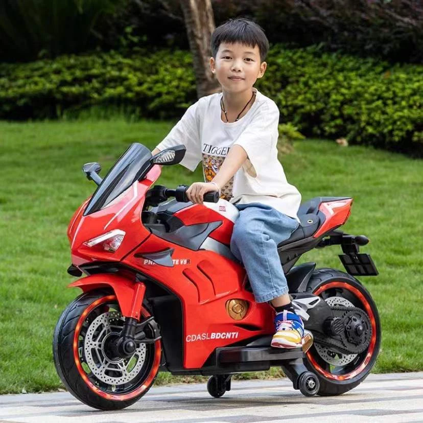 儿童电动摩托车运动越野车电动运动机车竞速油门升级发货童车承重
