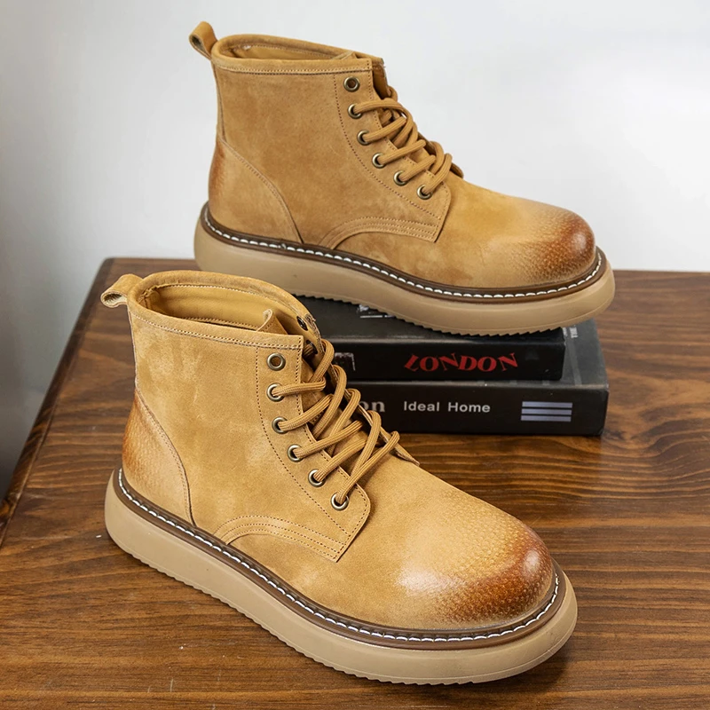 男士休闲男士短靴复古马丁靴潮流时尚英伦马丁防滑耐磨厚底靴子男