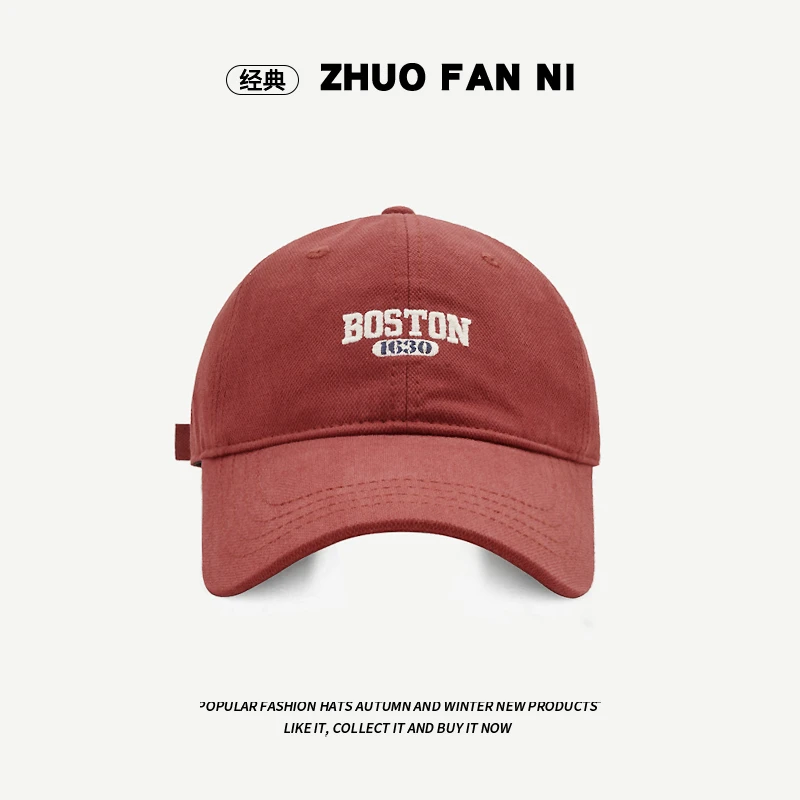 【24款BOSTON棒球帽】韩版棒球帽子男女显脸小百搭软顶加大鸭舌帽女