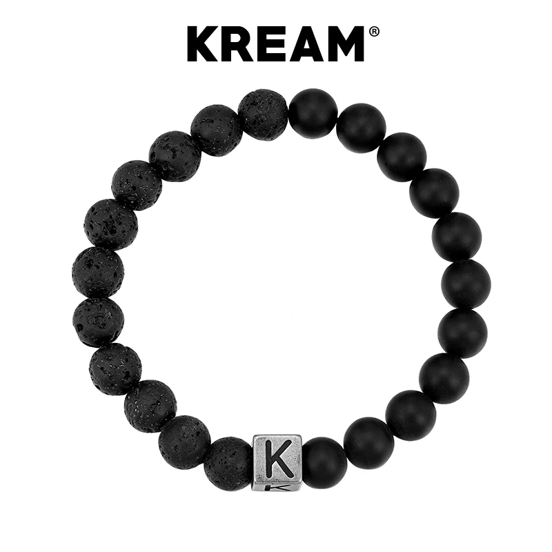 KREAM 黑石串珠手链男女情侣款弹力可调节