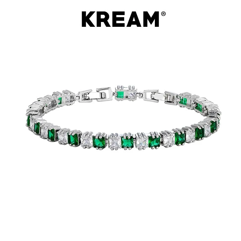 KREAM 铜合金手链 四色满钻网球手链男女同款嘻哈