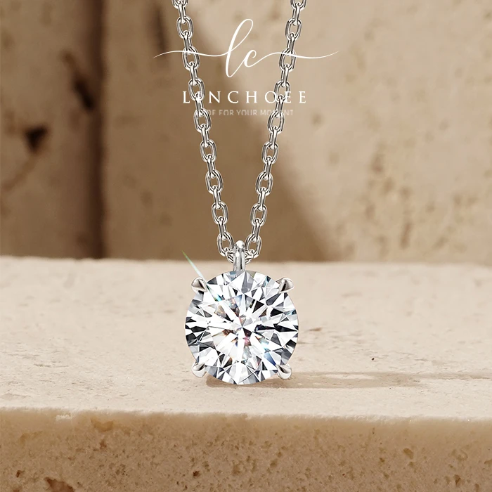 灵澈 【合成/培育】一卡PT950金经典四爪镶嵌培育钻石吊坠赠s925链