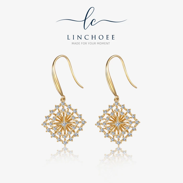 灵澈 【合成/培育】灵澈18k金镶嵌培育钻石耳坠时尚设计师款