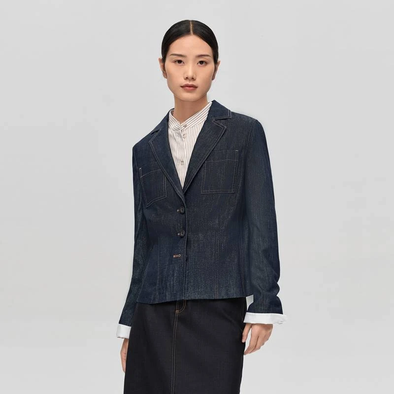 OVV秋冬新款意大利进口休闲平驳领牛仔单件西服外套GWXAJ33108A