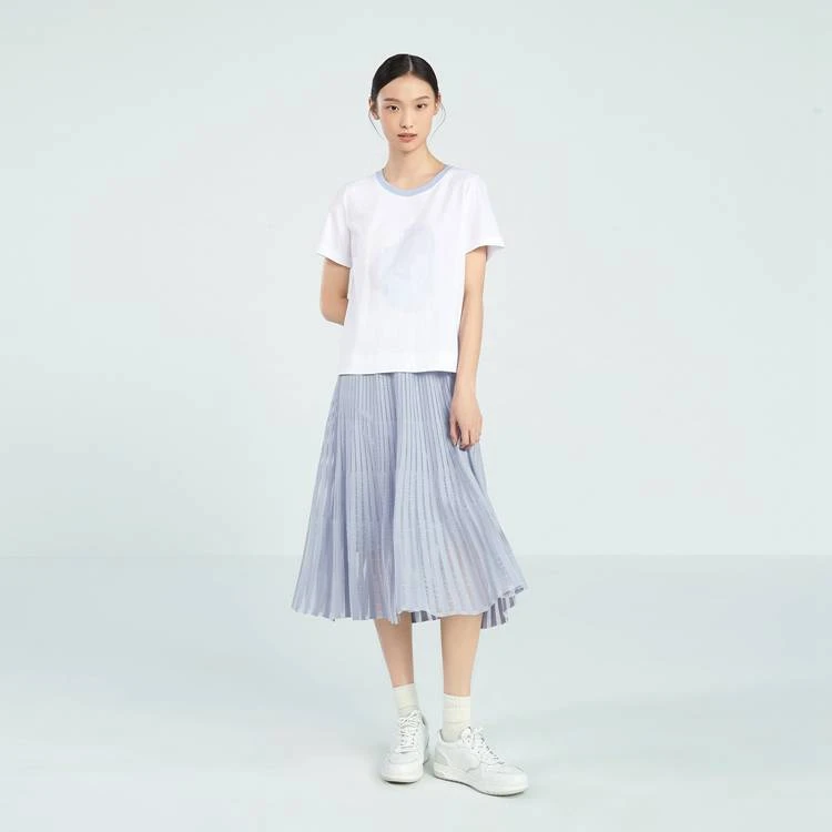 OVV春夏新款女装优雅轻盈休闲中长款百褶针织半身裙GQAZJ13005A