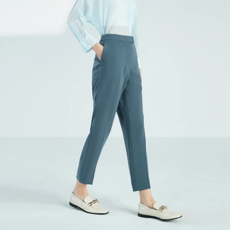 【粉丝专属】OVV春夏新款舒适九分弹力直筒易打理通勤烟管裤