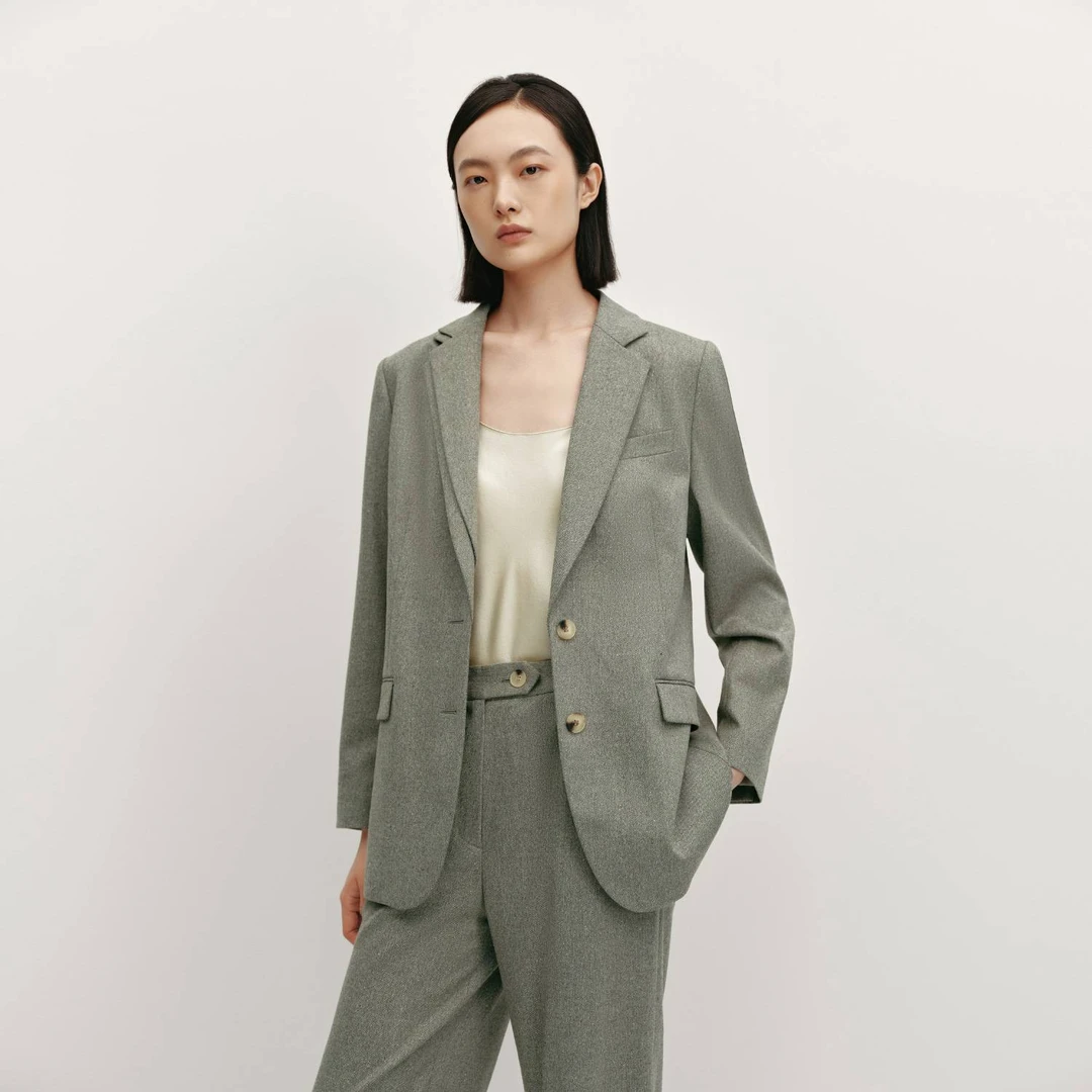 OVV秋冬新款女装不对称平驳领修身休闲羊毛西服外套GTXEJ34109A