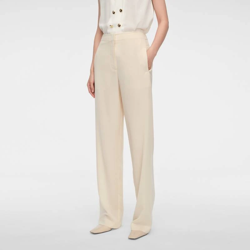 【粉丝专属】OVV春夏新款女装醋酸绉纱面料简约直筒休闲通勤西裤