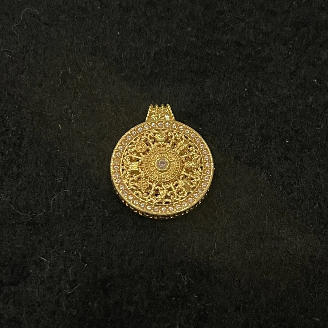 【老板专属】足金八宝罗盘培育白蓝宝吊坠 绑绳赠链