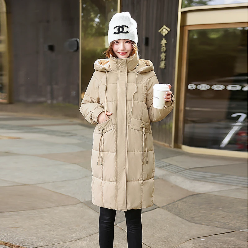 染色中长款女棉服棉衣秋冬冬季宽松型过膝韩版修身时尚冬装