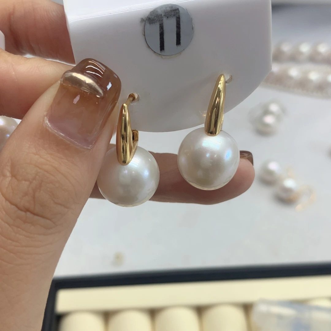淡水珍珠耳饰银S925镶嵌