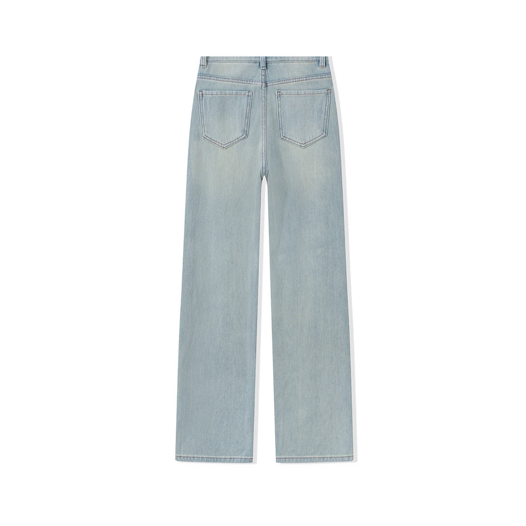 南油小丹家【完美四季弹】夏季薄款抗鼓包褶皱变形窄版阔腿牛仔裤