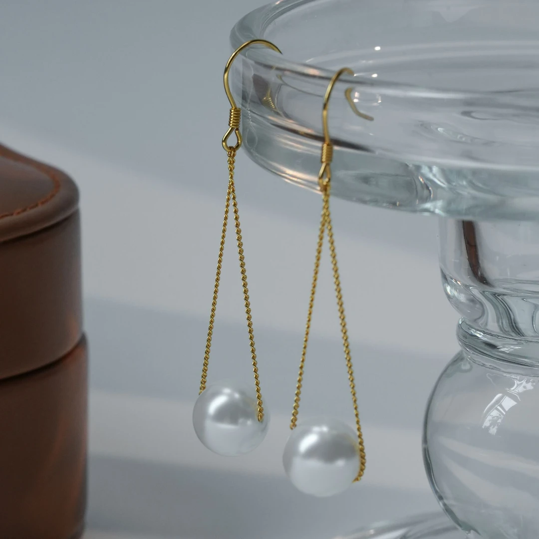 925银耳饰 路路通流苏珠珠耳钩高级感气质百搭时尚女款清新耳饰