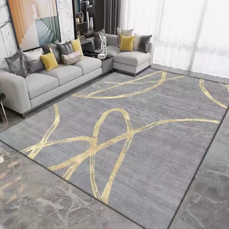 网红轻奢高级风格地毯加厚仿羊绒客厅大面积卧室防滑地毯-鎏金