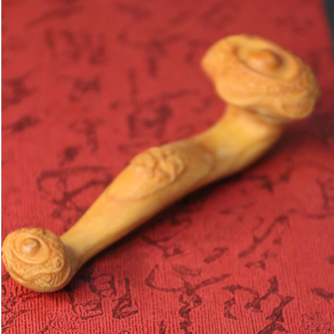 崖柏木雕陈化料如意手把把玩件事事如意工艺品文玩