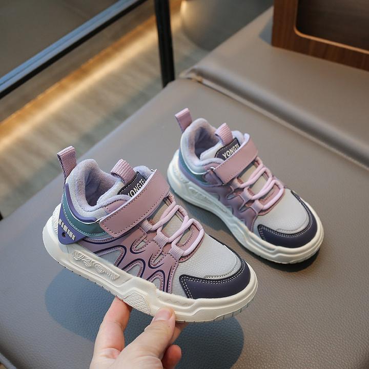 女童棉鞋冬季加绒2024新款儿童休闲板鞋男孩魔术贴二棉保暖运动鞋