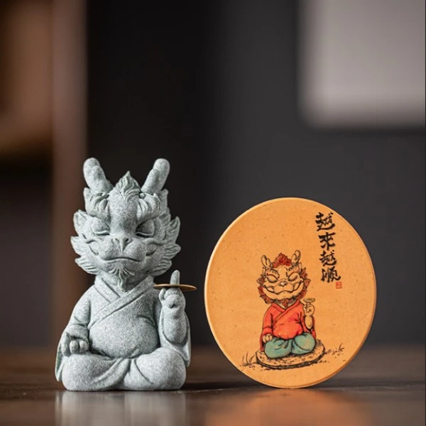 烟海轩龙顺利镇纸茶宠麒麟高级石头手办创意书房景观装饰品龙摆件