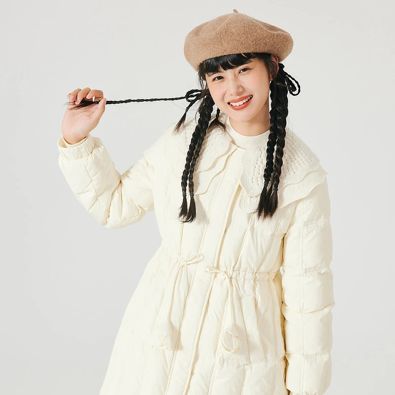 紫涵中长款毛织大翻领羽绒服女冬季Z3Z10ZS612