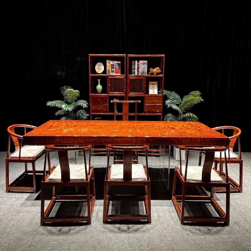 【大昌严选】定金 巴花实木大板茶桌 书桌 会议桌 办公桌 餐桌组装