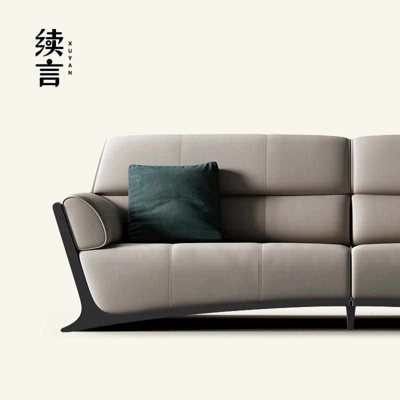 续言意式轻奢三人位沙发 大平层客厅家具原创全真皮直排沙发A368