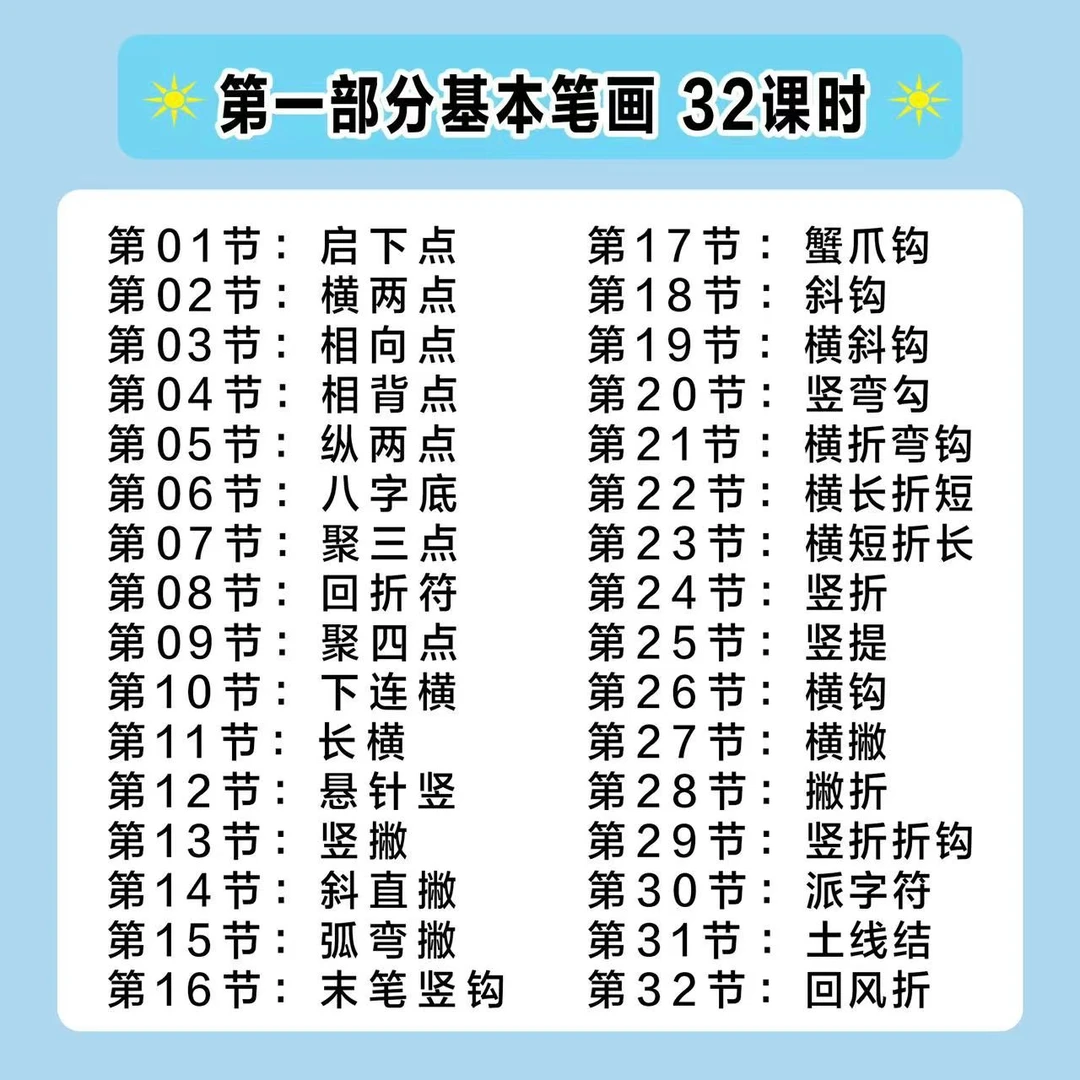 方芳行楷入门基础课程，32个笔画节奏训练法精讲送两支中性笔