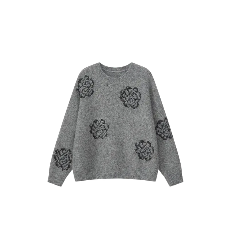 2025新款法式圆领小香风针织上衣秋冬时尚气质长袖毛衣55586