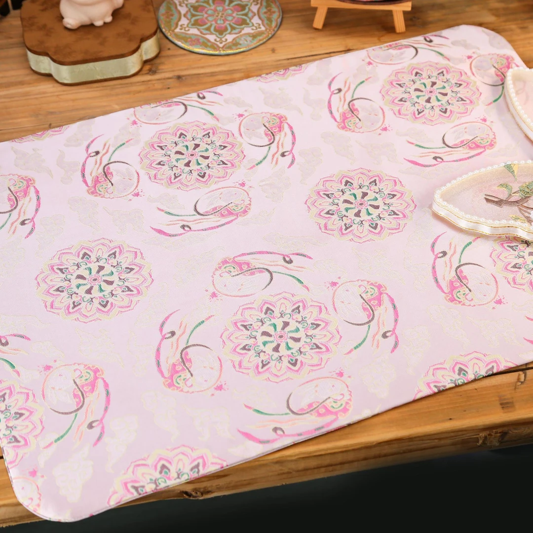 CX105织锦缎纯手工轻奢免洗家用中式布垫高档面垫长方形茶席