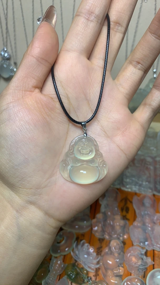 岫玉高冰佛公吊坠