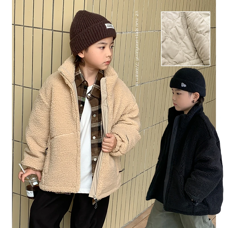 源源家童装2023新款儿童外套男童棉服秋冬款宝宝加厚棉衣男孩洋气