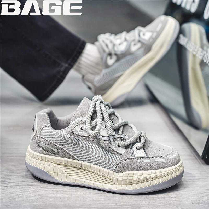 八哥男鞋2024新款秋冬运动厚底设计感青少年小众原创休闲老爹潮鞋