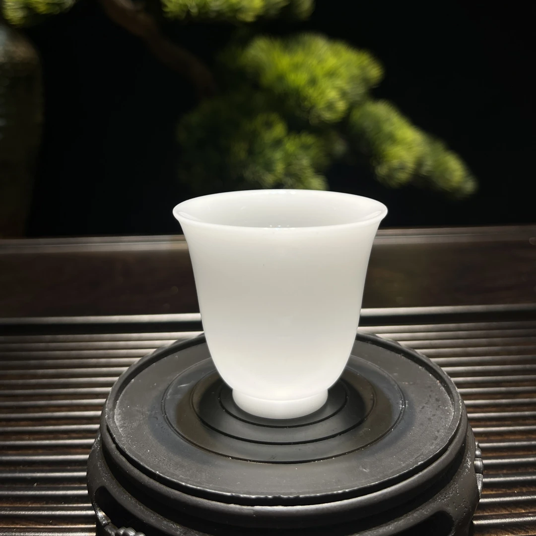 齐毅冰种功夫茶杯白瓷客杯羊脂纯白手工家用陶瓷高档主人杯品茗杯