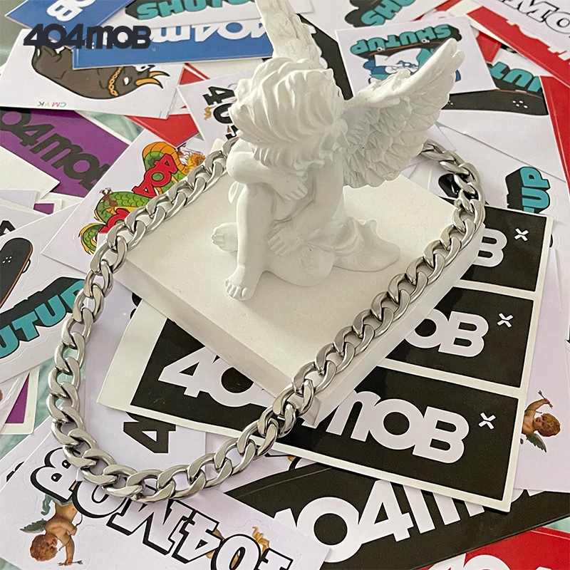 404MOB定制版嘻哈潮牌笑脸logo个性街头hiphop情侣链条首饰品