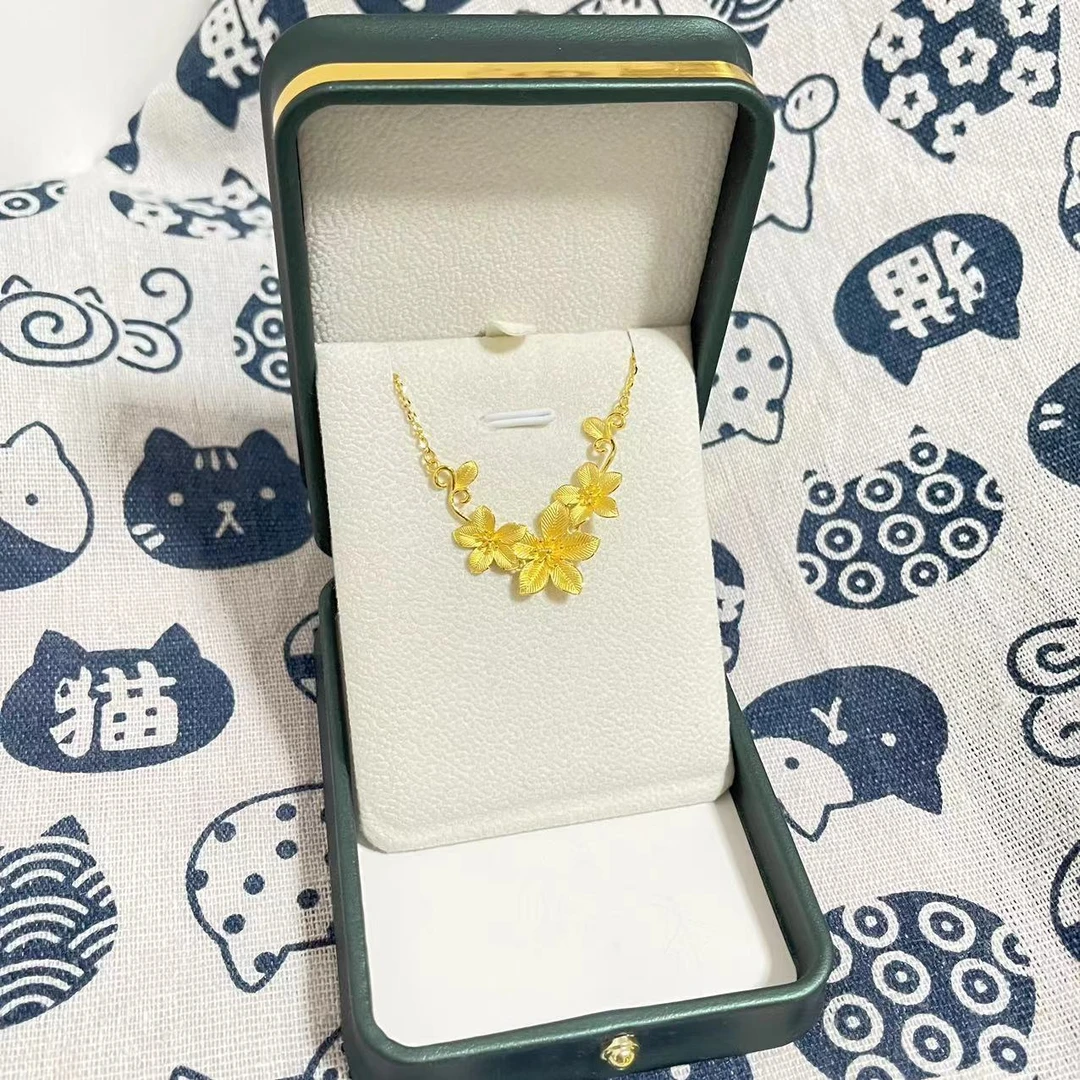 金御缘0工费足金999.9三生花项链