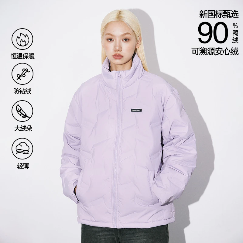 WORKSOUT压印LOGO羽绒服男女羽绒街头情侣潮流外套冬季纯色
