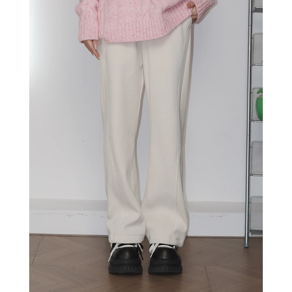 WORKSOUT灯芯绒阔腿裤秋冬加绒加厚高腰显瘦垂感直筒裤休闲裤