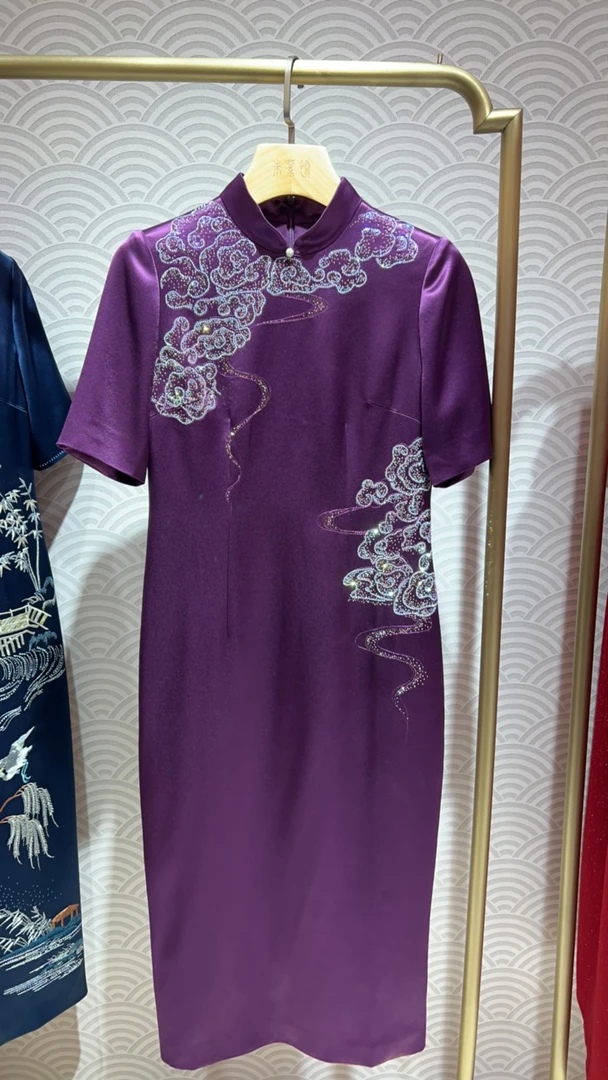 朱紫褕17837六礼慕天姿气质高贵高档中长款优雅中式旗袍