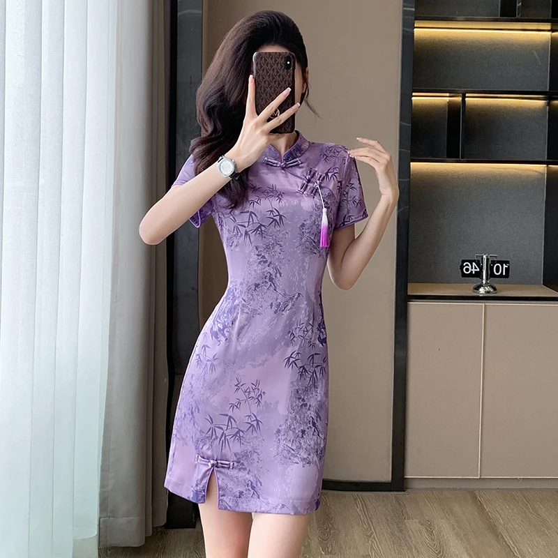 国风新式中改良水墨旗袍女款爆款2026夏季新款气质小众个子连衣裙