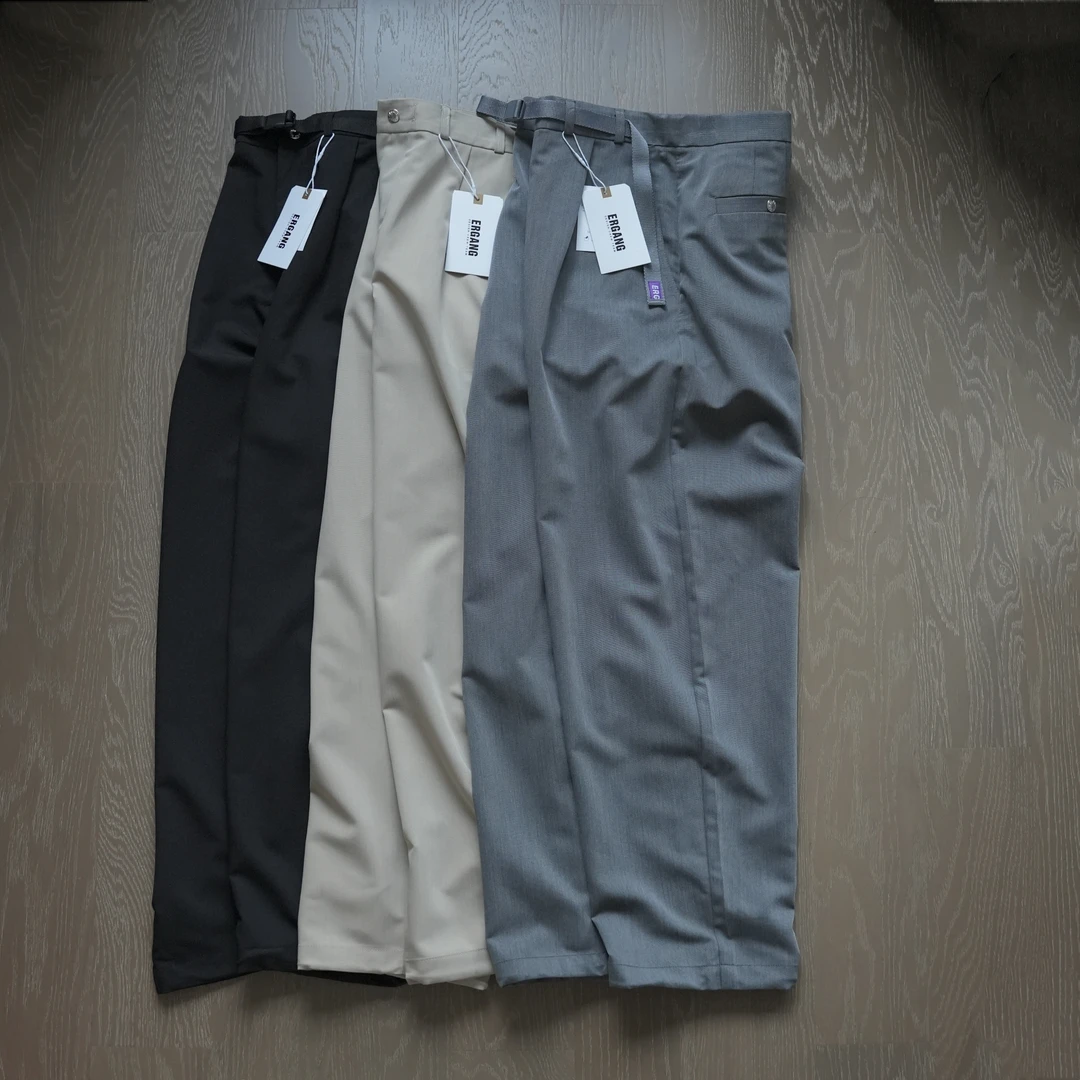 高端紫标~复古高级感极简锥形抗皱免烫休闲长裤男女西装裤工装裤