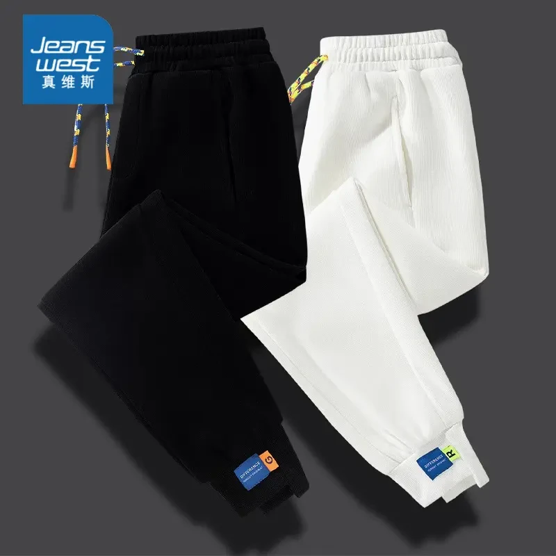 Jeanswest/真维斯重磅秋季男士宽松潮牌运动休闲百搭裤子男款夏季