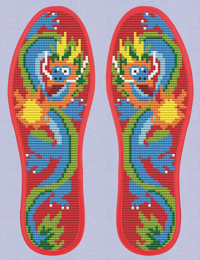 龙年纯棉布中药汉方十字绣半成品鞋垫全棉透气针孔高品质喜庆