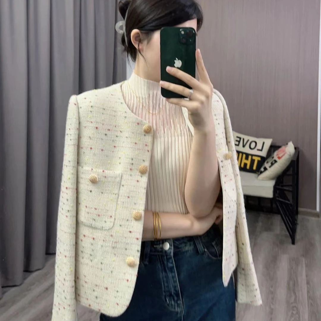 【素描】上衣女2024春秋季新款法式名媛小众高级感羊毛小香风短外套