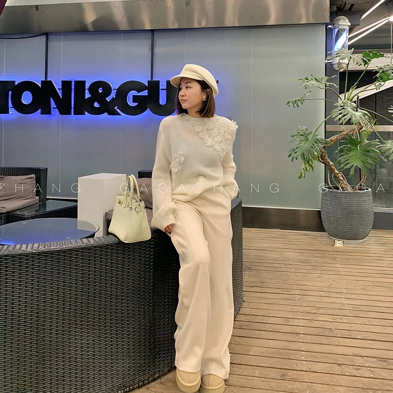 BLACK GAGA【醋酸羊毛裤】优越大长腿 垂感造型阔腿休闲裤 G2412K07