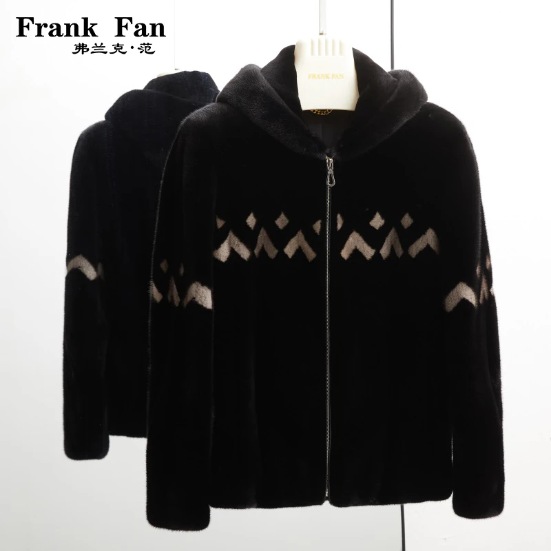 弗兰克·范2015 “宝嘉美水貂”连帽嵌花貂皮男整貂外套【线下同款】