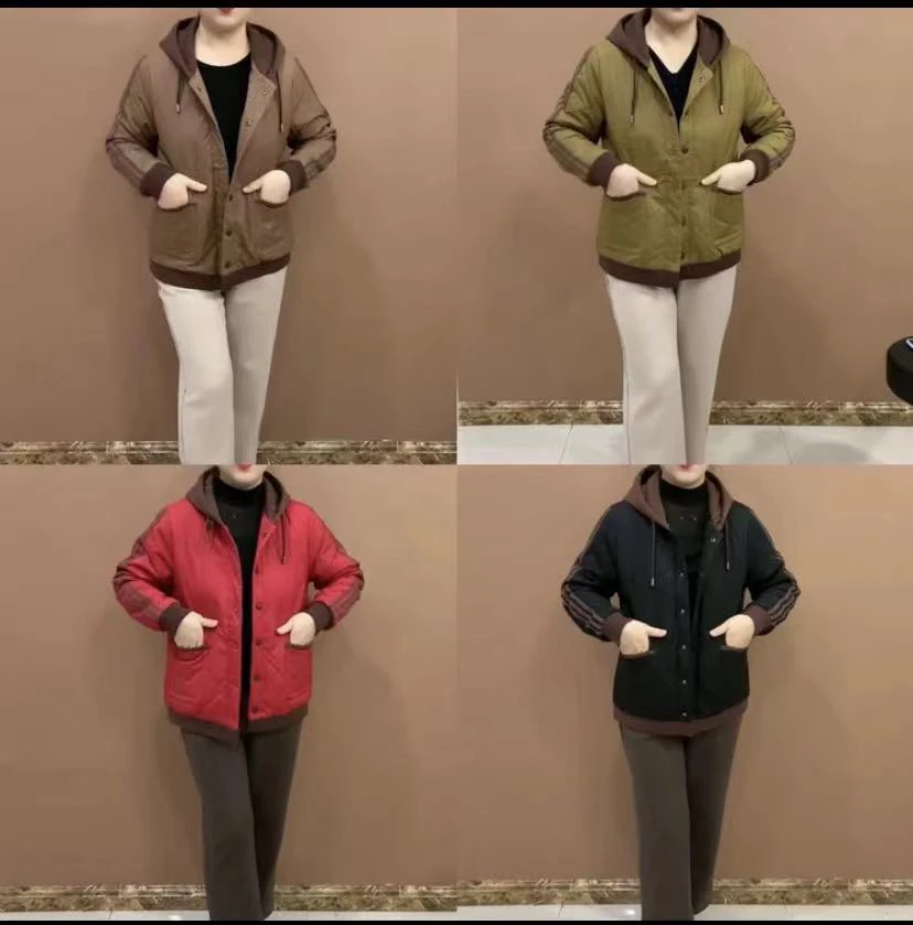 中老年女士连帽棉服休闲百搭妈妈装保暖外套宽松女装上衣时尚